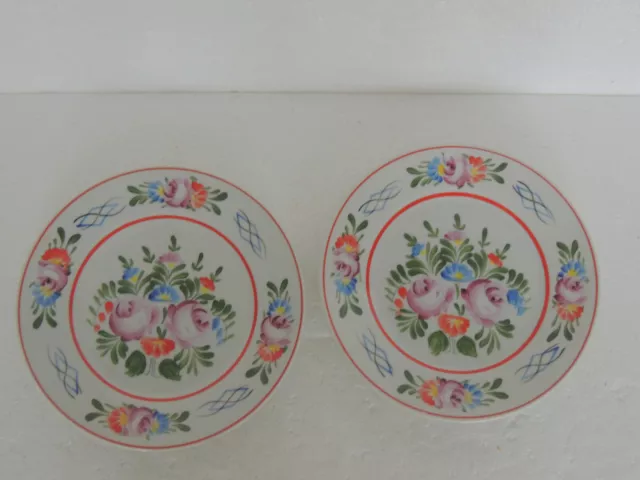 2 Hollohaza Hand Painted Floral Plate wall hanging Hungary beautiful 7 " each