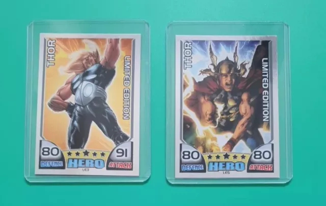 Marvel Hero Attax Series 1 Limited Edition Foil Card LE3 & LE 5 Thor Cards