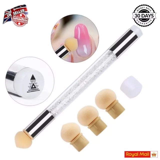 Dual Ended Nail Art Silicon & Sponge Stamping Tool Pen + Xtra 4 Replacement head