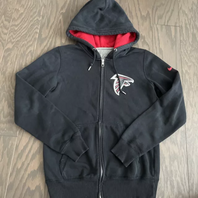 NIKE Atlanta Falcons NFL Hooded Sweatshirt Black Full Zip Jacket Mens Small GUC