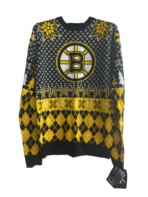 Klew Uomo Boston Bruins Vacanza Brutto Maglione Piccolo - Nero