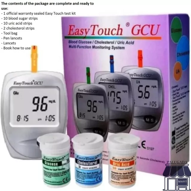 Easy Touch GCU Glucose Cholesterol Uric Acid Blood Meter Device 3 in 1 System