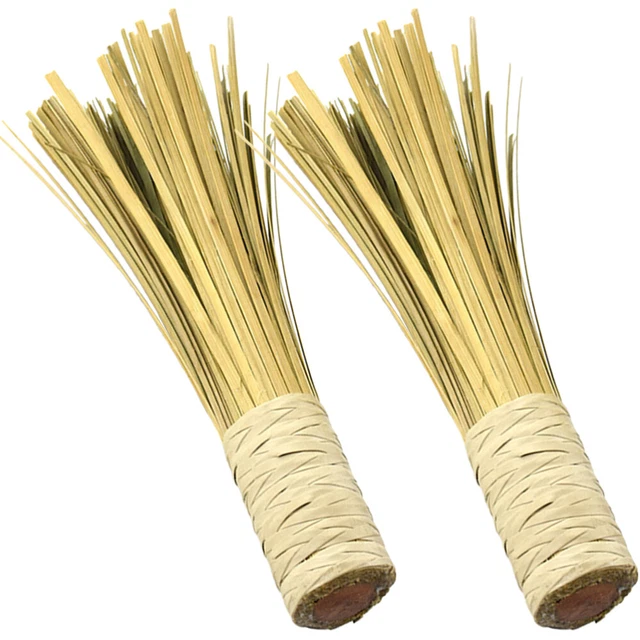 2 Pcs Kitchen Cleaning Brushes Bamboo Pot Brush Vegetable Scrubber Frying Pan