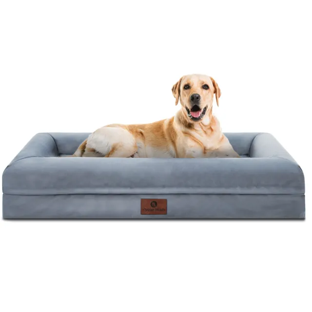 X-Large Dog Bed Orthopedic Foam Soft Pet Mattress 42x30x8inch w/ Bolster & Cover