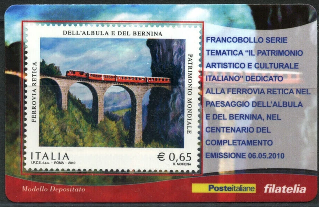 Italia 2010 Ferrovia Retica Albula Bernina Tessera Filatelica Francobollo