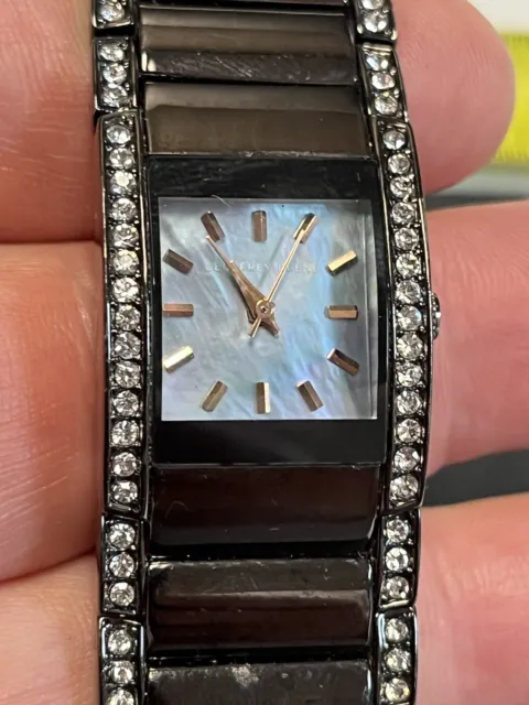 GEOFFREY BEENE WATCH mother of pearl crystal accents $14.88 - PicClick