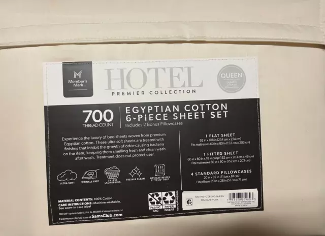 Hotel Premier Collection 700 Thread Count Egyptian Cotton Sheet Set Queen Ivory