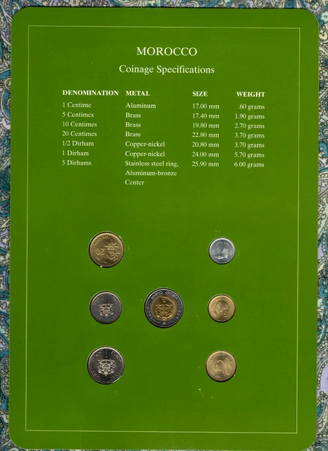 Coin Sets of All Nations Morocco w/card All 1987 UNC Reformated Very Scarce Set 2