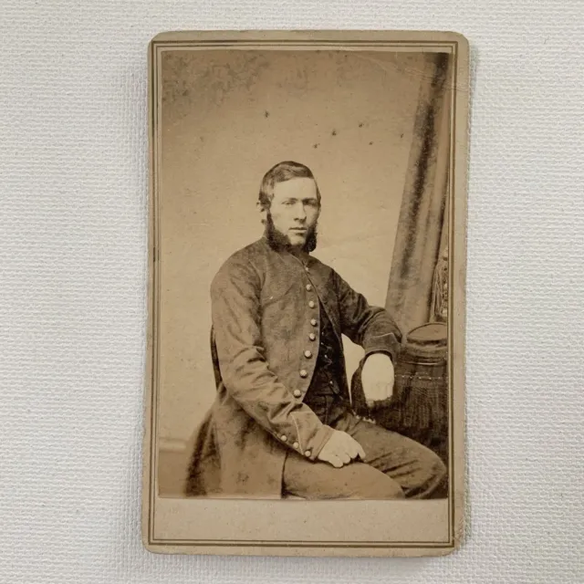 Antique CDV Photograph Handsome Soldier Mutton Chops Civil War Springfield MA
