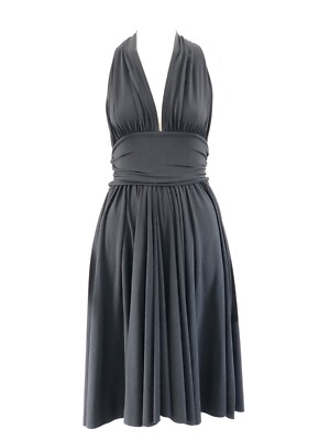 Axara Evening France Marilyn Monroe Style Black  Ruched Pleated Dress Halter S