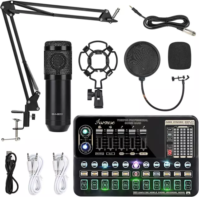 Kit Microfono con Scheda Audio e Mixer Set per la Registrazione e Live Streaming