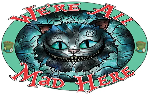 Alice In Wonderland Cheshire Cat Grin Sticker We're All Mad Here Sticker Colour