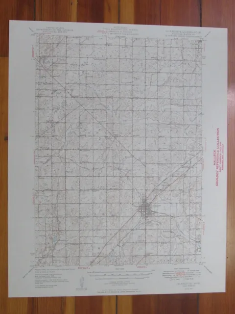 Charlotte Michigan 1949 Original Vintage USGS Topo Map