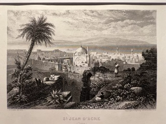 St. Jean D'Acre Akko Syrien Antik Stahlstich 1858 ILLUSTRATION Grafik Collection