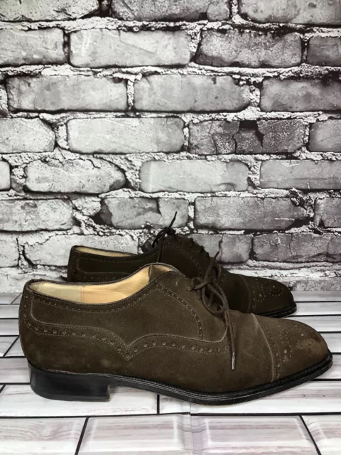 Manolo Blahnik Brown Suede Leather Oxfords Lace Up Dress Shoes Men Sz 7M US/40EU