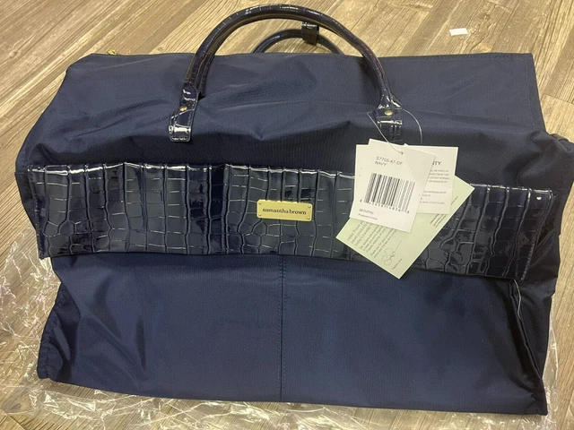 Samantha Brown Croco Detail Large Weekender Travel DUFFLE Luggage - Navy