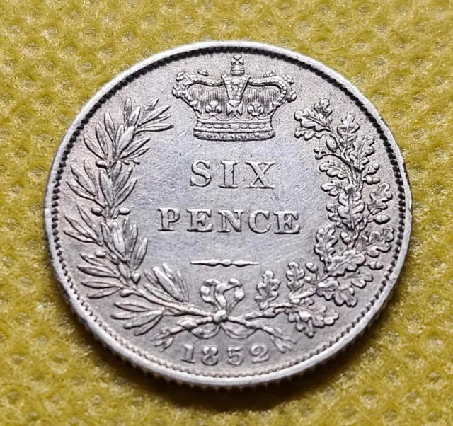 1852 Sixpence Victoria British Silver Coin