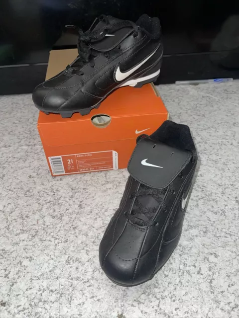 Nike Ribbie Jr. Baseball Cleats Shoe Youth Size 2.5 Black Outdoor Sports (BOX)z