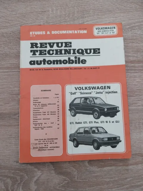 Revue technique VOLKSWAGEN GOLF 1 GTI GLI Gti 16S OETTINGER  VW Scirocco Jetta