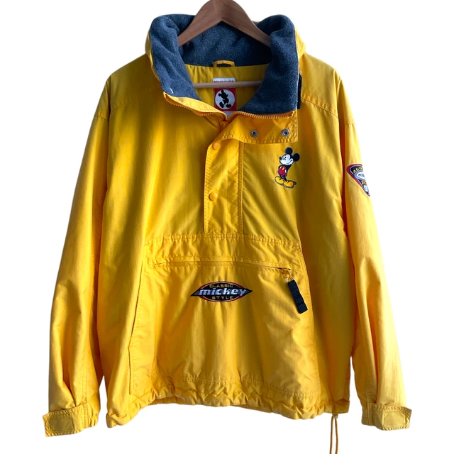 Disney Mickey Mouse Vintage Windbreaker Fleece Jacket Size Small Yellow Unisex