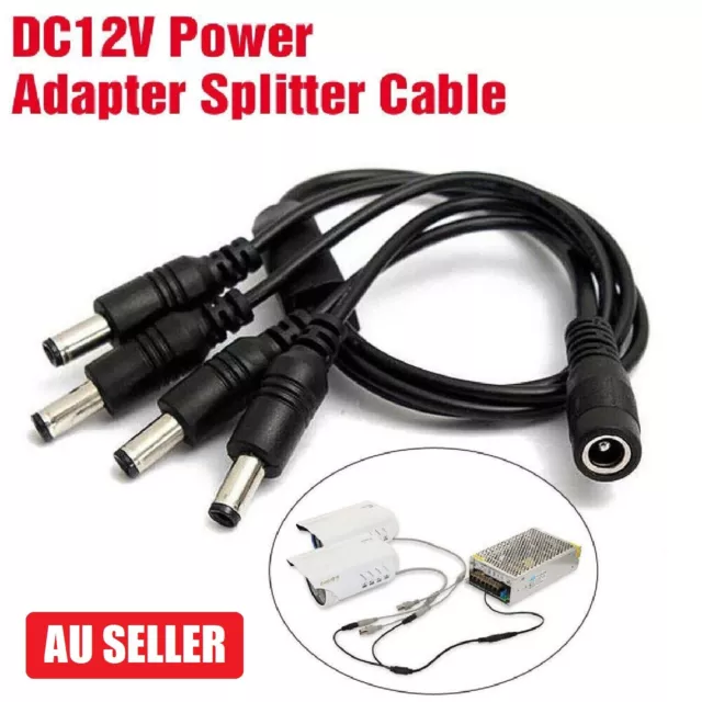 1 Female to 2/3/4 Male Plug 5.5x2.1mm Port DC Power Adapter Splitter Cable 12V