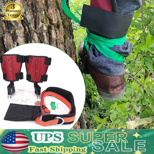 Two Gears Tree Climbing Spike Set Safety Belt Adjustable Rope Rescue Belt 145KG