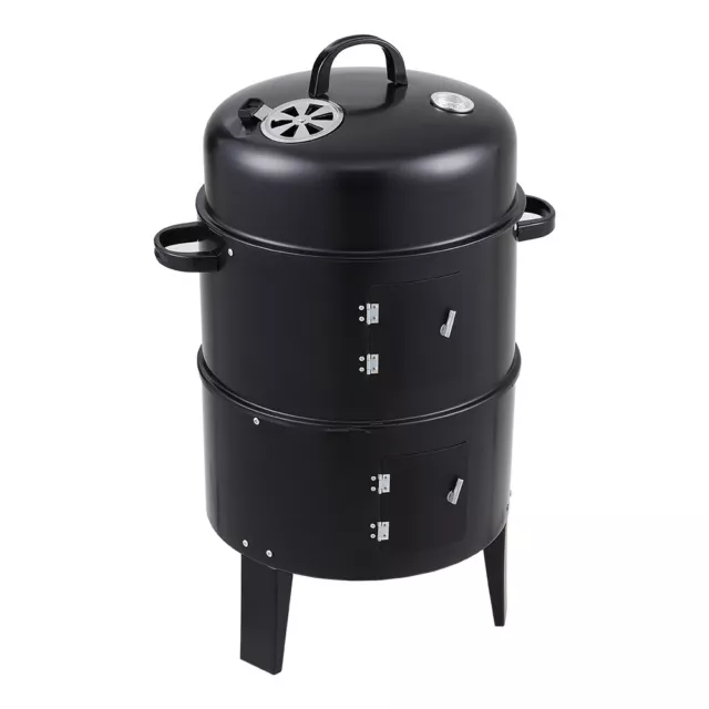 Portable BBQ Smoker Garden Barbecue Drum Oven Food Cooking Charcoal Grill Stove