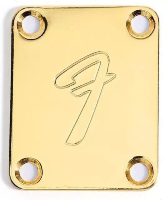 NECK PLATE  Standard -doré - logo - STRAT - TELE - Pbass Jbass - with 4 vis