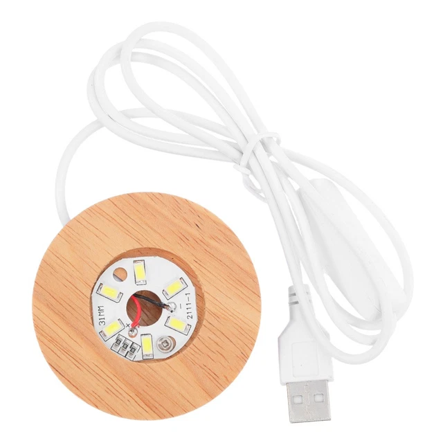 WOODEN LED DISPLAY Bases Round Wood Lighted Bases for Glass Art LED ...