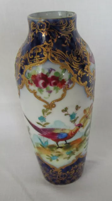 Jugendstil Prunk Vase mit Paradiesvogel, wohl Dresden, Handmalerei.