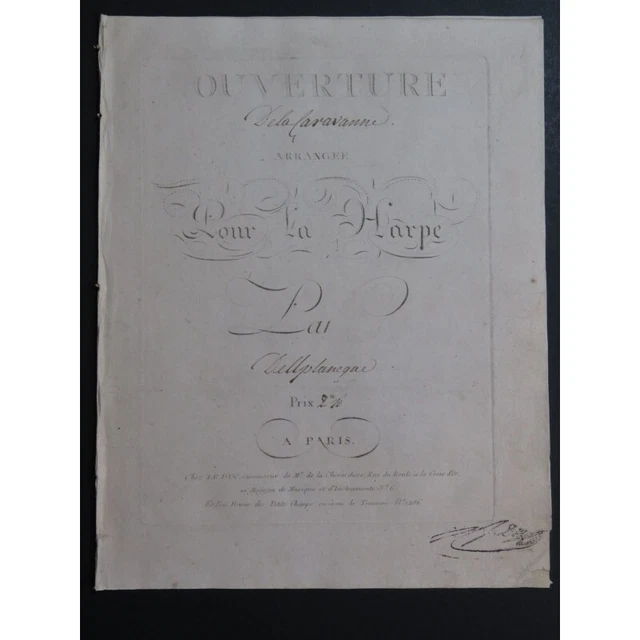 GRÉTRY André La Caravane du Caire Ouverture Harpe ca1800 2