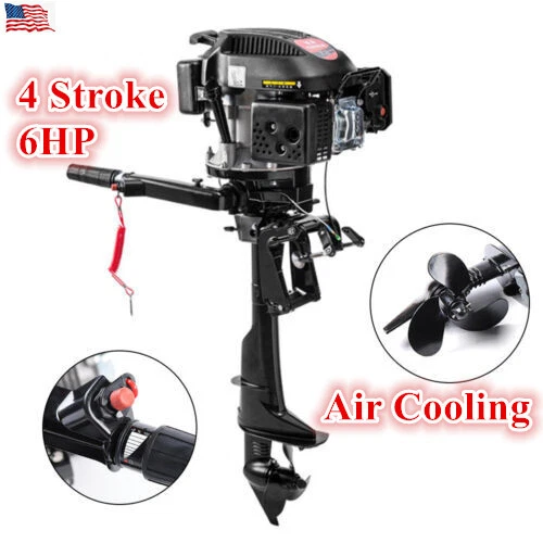 4 Stroke 6 HP Heavy Duty Gas Outboard Motor Fishing Boat Engine w/Air Cooling