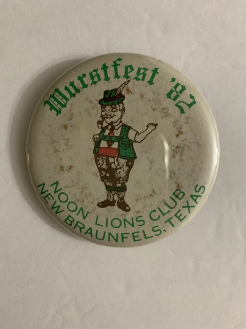 Wurstfest New Braunfels Texas 1982 Advertising Pin Vintage Approx 2 Inches