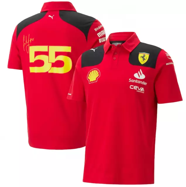 Polo Shirt 2023 Ferrari Racing F1 Formula One SAINZ "55" | S M L XL XXL XXXL