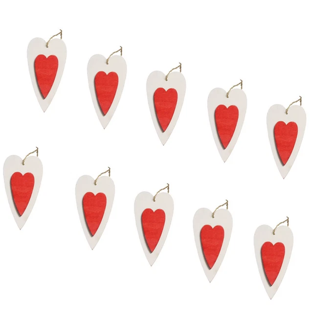 10 piezas etiquetas colgantes de árboles de Navidad con astillas de amor de madera para corazones artesanías