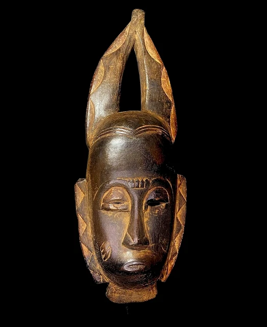 African Tribal Face Mask Wood Hand Carved Wall Hanging Mask Baule mask-5333