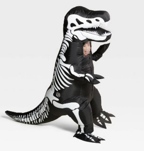 INFLATABLE TREX SKELETON Dinosaur ADULT Costume Blow Up Halloween. New