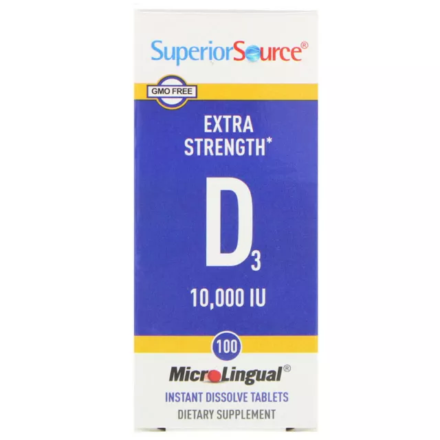 Sublingual Vitamin D3 Tablets 10000IU 100 Tabs | High Absorption Bioavailable