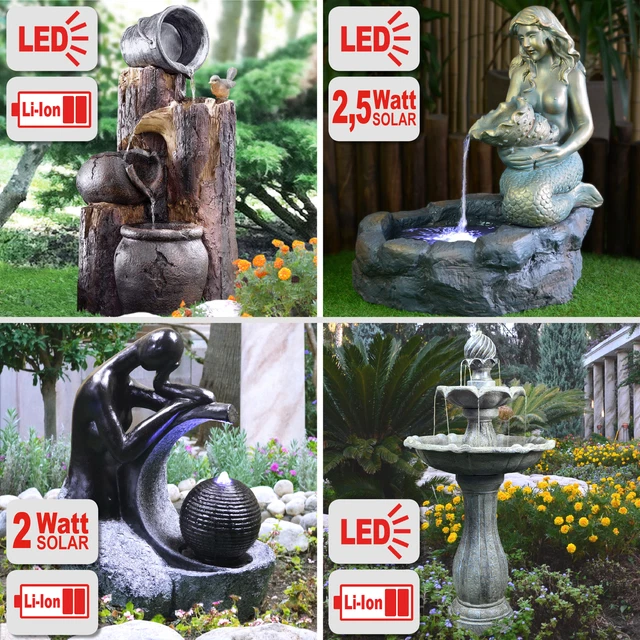 SOLAR SPRINGBRUNNEN GARTEN Brunnen Zierbrunnen Wasserspiel Solar