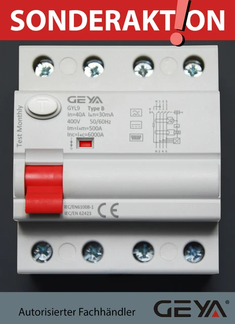 FI FEHLERSTROMSCHUTZSCHALTER RCD Typ-B Wallbox E-Auto Allstromsensitiv - Foto 3
