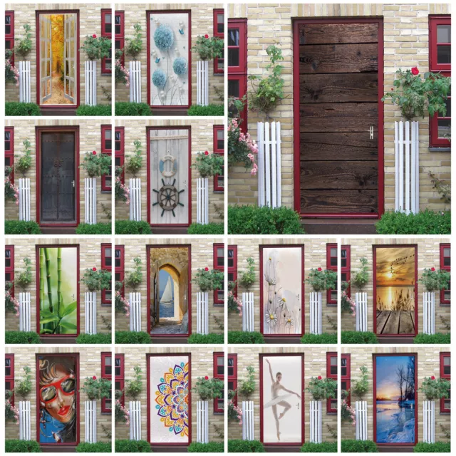 WALL, DOOR STICKER - Rustic Wood Board 3D Self-adhesive PVC Murals Decals Cover