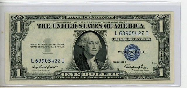 1935- E United States Dollar Currency $1 Silver Certificate # 907