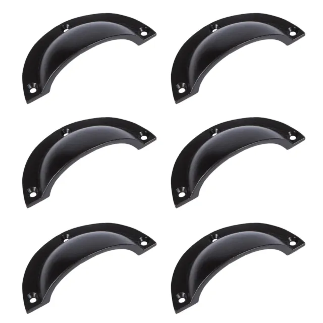 6x Curved Cabinet Cup Handle Cast Iron Cupboard Handles 95mm x 46mm Black