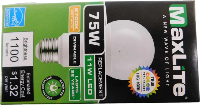 Maxlite NSB E11A19D927/JA8S LED Bulbs Dimmable Bulb 19A 75W