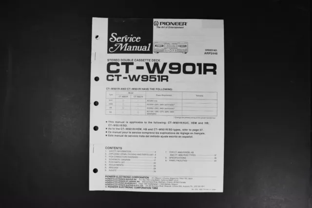 Pioneer CT-W901R CT-W951R Cassette Deck Service Manuals - Genuine Original