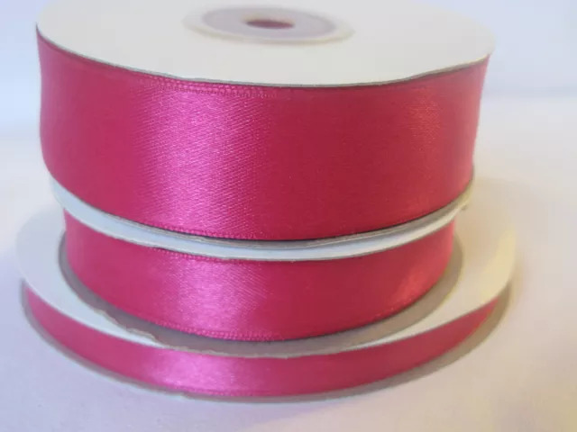 Full reel cerise double sided satin ribbon 3 10 16  25mm crafts cards sewing