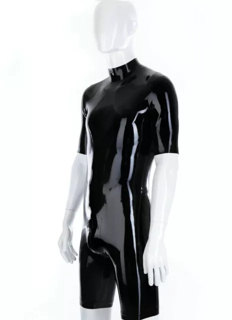 Top Ganzanzug Kostüm black sport Catsuit XS-XXL Latex Rubber Gummi Jacke  male