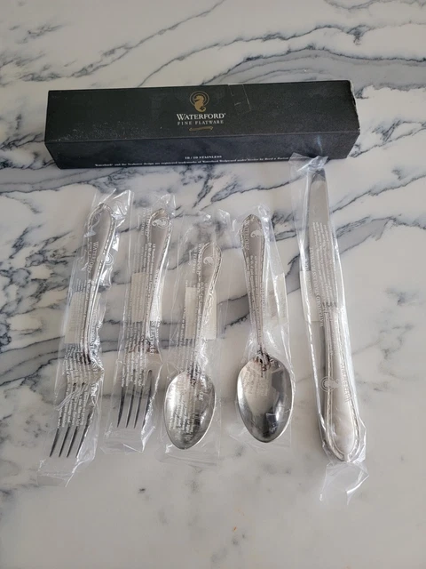 POWERSCOURT Matte Waterford 5 Piece Setting Unused Stainless Korea Flatware