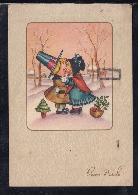 Cartolina Buon Natale Innamorati Paesaggio Z1353