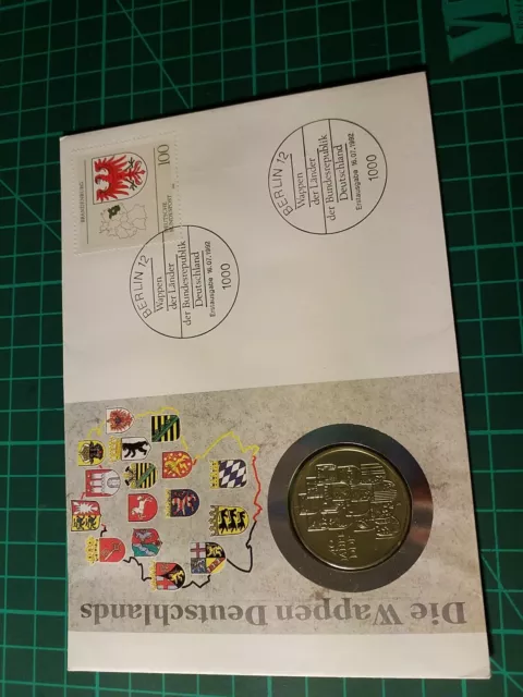 B-1027 Numisbrief Die Wappen Deutschlands - 10 Mark DDR 1989 - Stempel 1992